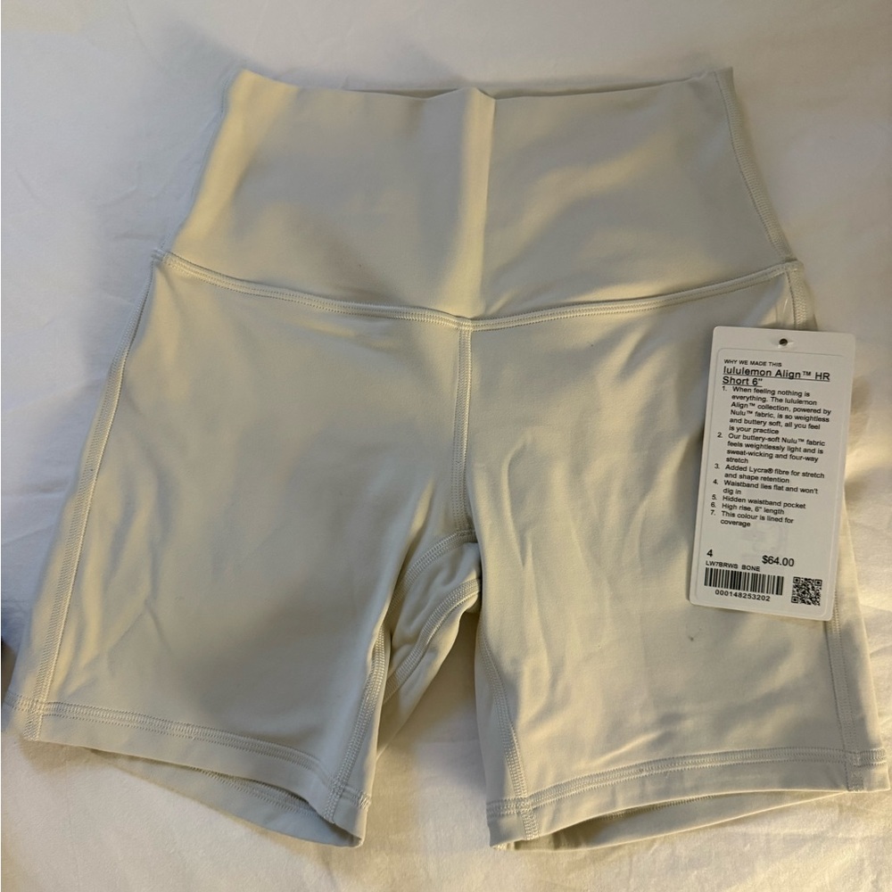 Lululemon Athletica Cream Bike Shorts High-Waisted Stretch
